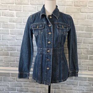 Vintage 90s Denim Jacket Retro Bodycon Womens S Casual Corner Western Classic